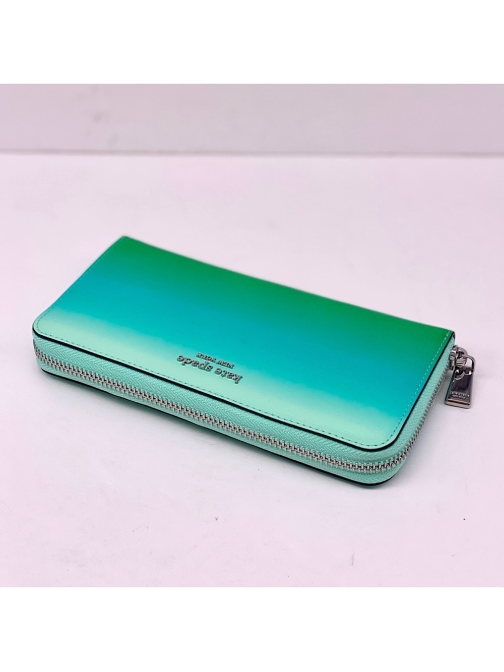 Kate Spade Morgan Ombre Zip Continental Wallet Mint Liqueur Green NWT